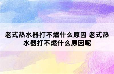 老式热水器打不燃什么原因 老式热水器打不燃什么原因呢